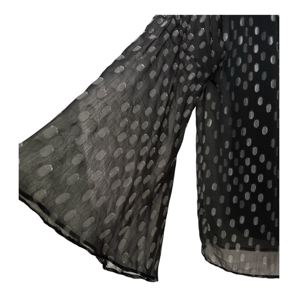 MAETTE blouse, size Medium, black semi sheer , attached camisole. Bell sleeves - Picture 3 of 7